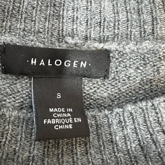 Halogen Women's Wool Blend Sweater Tie Sleeves Gray Small Size Preppy Work - Picture 4 of 9